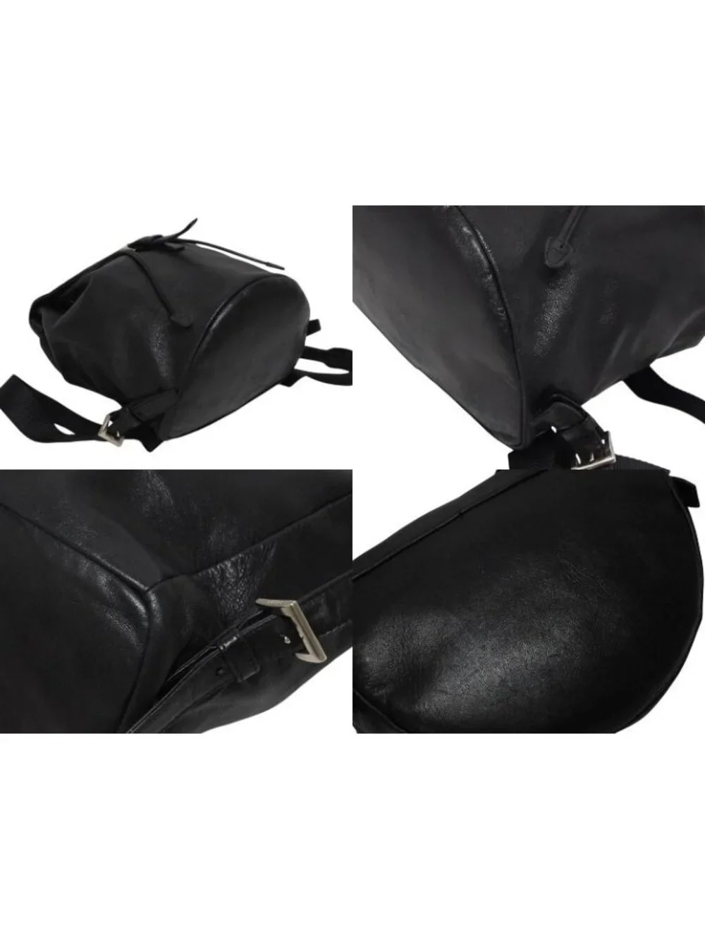 Prada Backpack Triangle Plate Logo Black Silver Leather 4